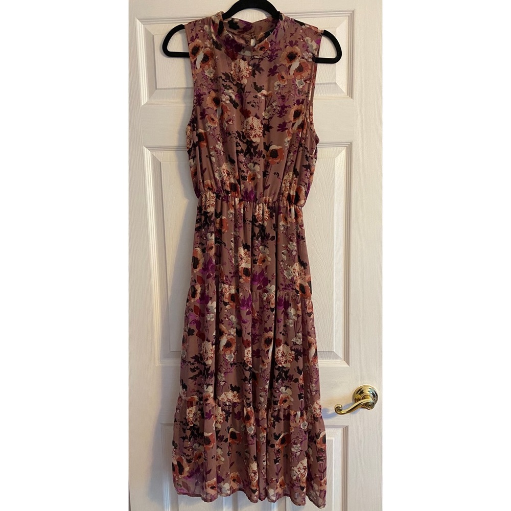 Lulus Mauve Floral Midi Dress
